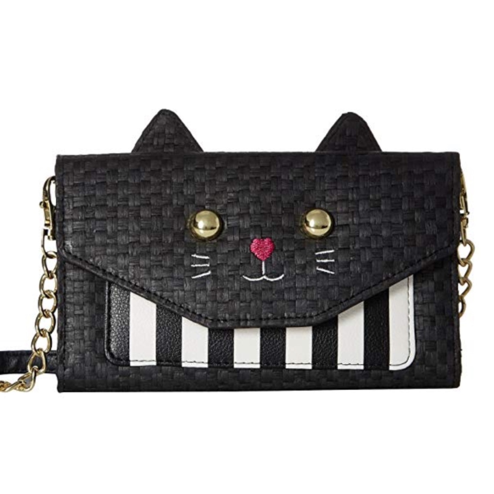 Betsey Johnson cat wallet on a chain